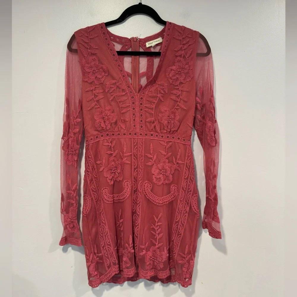 Pink Honey Punch‎ lace mini dress